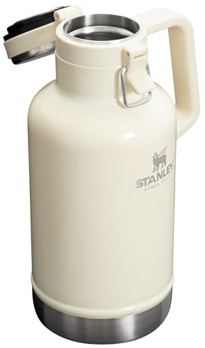 Stanley Classic Easy-Pour Growler 64 oz | Keeps Beer Cold or Coffee Hot | Leakproof Steel Lined Lid and Easy to Carry Handle | Insulated Stainless Steel | BPA-Free | Cream Gloss