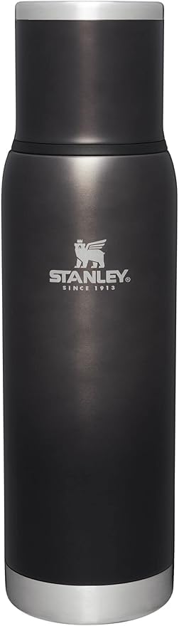 Stanley Adventure-To-Go Vacuum Bottle 1.1 qt | Wide Mouth with Leakproof Cup Lid | Keep Drinks Hot or Cold | Packable for Travel | Insulated Stainless Steel Thermal Bottle | BPA-Free | Charcoal Glow