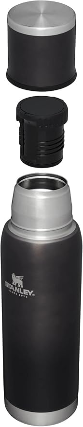 Stanley Adventure-To-Go Vacuum Bottle 1.1 qt | Wide Mouth with Leakproof Cup Lid | Keep Drinks Hot or Cold | Packable for Travel | Insulated Stainless Steel Thermal Bottle | BPA-Free | Charcoal Glow