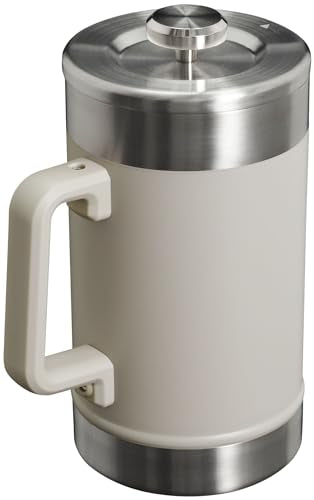 Stanley Classic Stay-Hot French Press Coffee Maker 48 oz | 5 Minute Brew, 4 Hours Hot | Mesh Filter for Coffee Grounds | Insulated Stainless Steel French Press | BPA-Free | Ash.