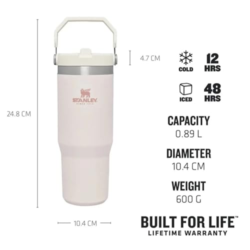 STANLEY IceFlow Flip Straw Water Bottle with Straw 0.89L - Keeps Cold for 12+ Hours - Leakproof - Stainless Steel Water Bottle - BPA-Free Travel Mug - Easy to Carry - Dishwasher Safe