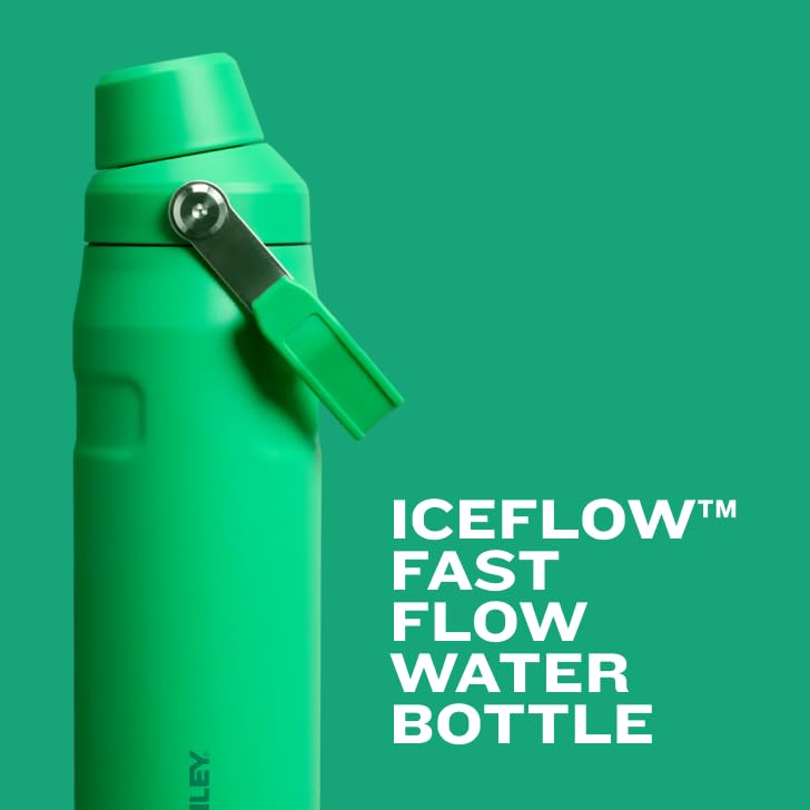 Stanley IceFlow Fast Flow Water Bottle 36 oz | Angled Spout Lid | Lightweight and Leakproof for Travel and Sports | Insulated Stainless Steel | BPA-Free | Black 2.0