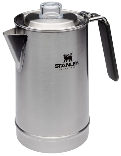 Stanley Hold Tight Percolator Coffee Pot 1.1 qt | Stainless Steel 6 Cup Coffee Maker | Stove Top or Open Fire | Backpacking, Camping, Hiking Cookware | BPA-Free | Stainless Steel
