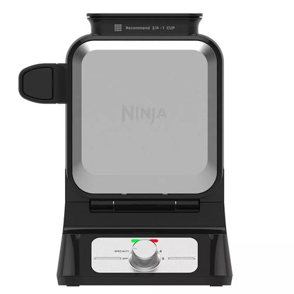 Ninja BW1001 NeverStick PRO Belgian Waffle Maker, Vertical Design, 5 Shade Settings, Precision-Pour Cup NOT Included* (Renewed) (Black/Gray)