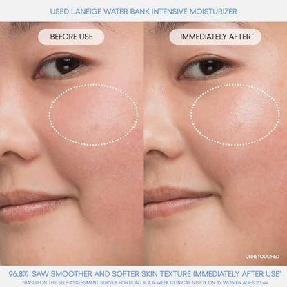 LANEIGE Water Bank Blue Hyaluronic Intensive Moisturizer: Hydrating Face Cream for Very Dry Skin with Squalane & Peptide for Skin Barrier Support, Dermatologist-Tested