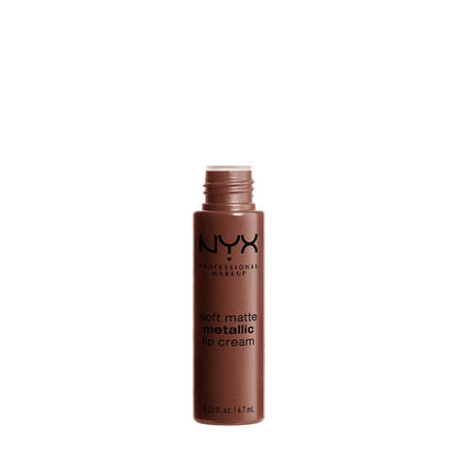 NYX PROFESSIONAL MAKEUP Soft Matte Metallic Lip Cream, Liquid Lipstick - Dubai (Medium Cool Brown)