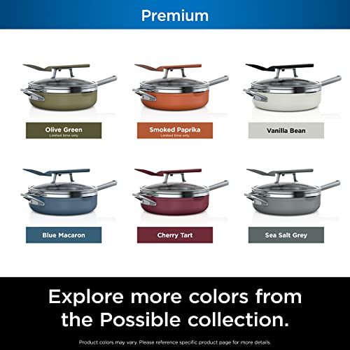 Ninja, Cookware, Steamer, Strainer Basket, Glass Lid and Spatula, Foodi NeverStick PossiblePan, Premium Set with 4-Quart Capacity Pan, Nonstick, Durable, Oven Safe Cookware, Cherry Tart, CW102BL