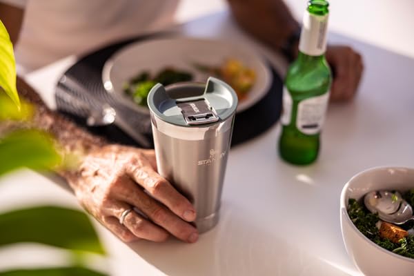 Stanley Stay-Chill Beer Pint 16 oz | Wide Mouth Lid | Built-in Bottle Opener | Beer Tumbler Cup | Insulated Stainless Steel Pint Glass | BPA-Free | Rose Quartz Glow
