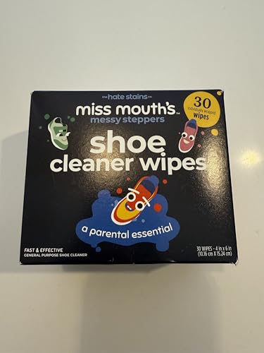 Miss Mouth's Messy Steppers Shoe Cleaner - 30 Wipes Ready To Use Sneaker Cleaner for Rubber, Canvas, Leather to Remove Dirt, Grass, Scuffs from makers of Miss Mouth's Messy Eater Stain Treater