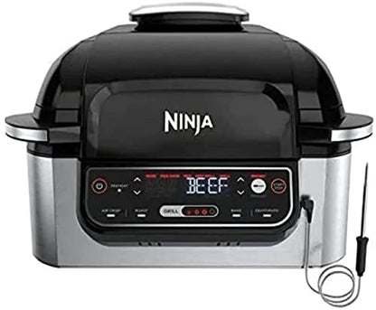 Ninja Foodi 5-in-1 Indoor Grill with Integrated Smart Probe, 3.9 L (4 qt.) Air Fryer