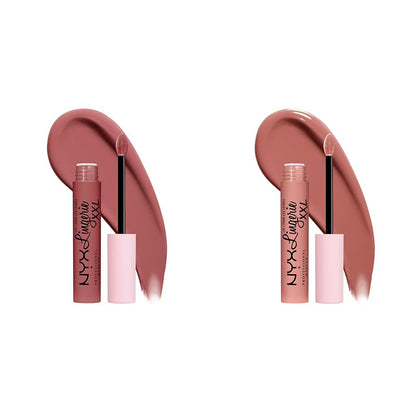 NYX PROFESSIONAL MAKEUP Lip Lingerie XXL Matte Liquid Lipstick Bundle - Strip'd Down (Coral Beige) & Undress'd (Pink Nude)