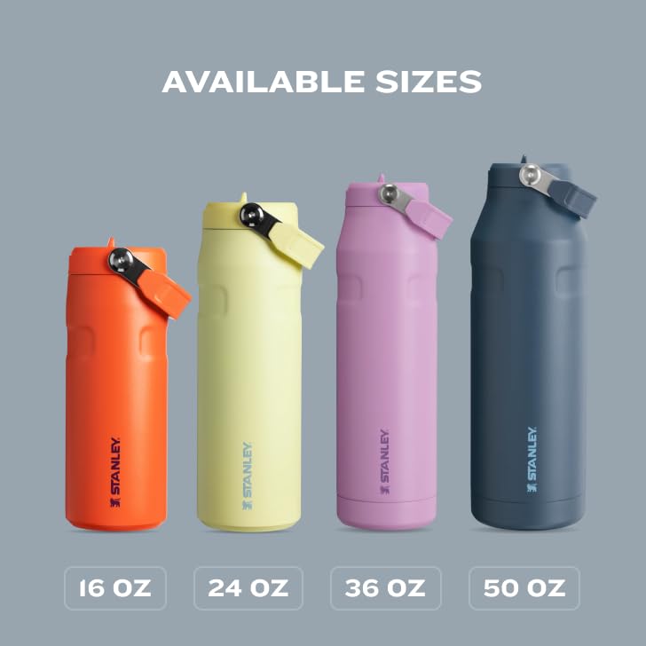Stanley IceFlow Flip Straw 2.0 Water Bottle 24 oz | Built-In Straw for Travel and Sports | Lightweight and Leak Resistant | Insulated Stainless Steel | BPA-Free | Watermelon