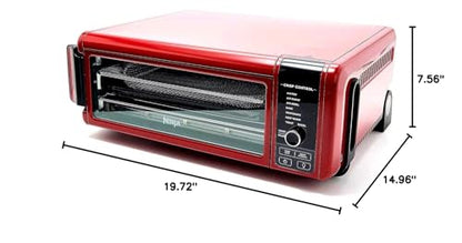 Ninja SP101 8-in-1 Air Fry Large Toaster Oven Flip-Away for Storage Dehydrate Keep Warm 1800w XL Capacity (Renewed) RED