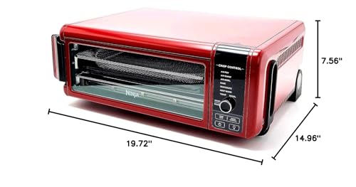 Ninja SP101 8-in-1 Air Fry Large Toaster Oven Flip-Away for Storage Dehydrate Keep Warm 1800w XL Capacity (Renewed) RED