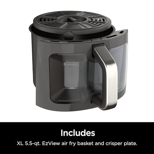 Ninja EzView Air Fryer Max XL, 5.5-QT Capacity, 7 functions: Max Crisp, Air Roast, Bake, Reheat, Dehydrate, and more, up to 450°F, EzView Window, Grey, AF171C (Canadian Version)