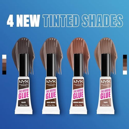 NYX PROFESSIONAL MAKEUP The Brow Glue, Extreme Hold Tinted Eyebrow Gel - Black