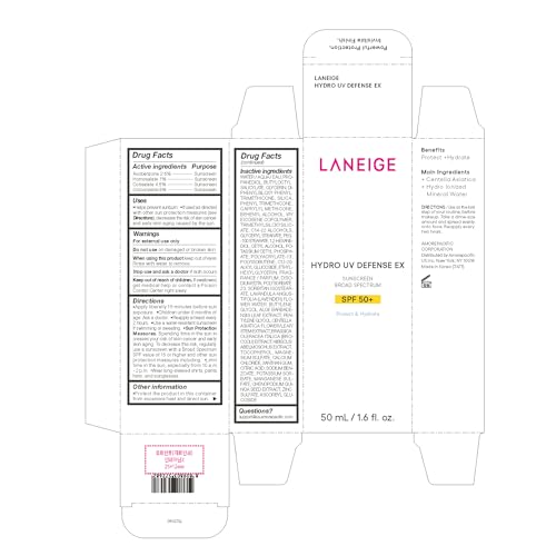 LANEIGE Hydro UV Defense Sunscreen SPF 50+: Hypoallergenic & Dermatologist-Tested Korean Broad Spectrum Sun Protection with No White Cast