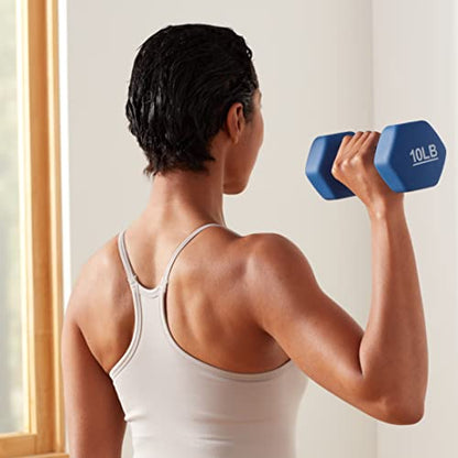 Amazon Basics Neoprene Dumbbell Hand Weights, 10 Pounds, Pair, Navy Blue