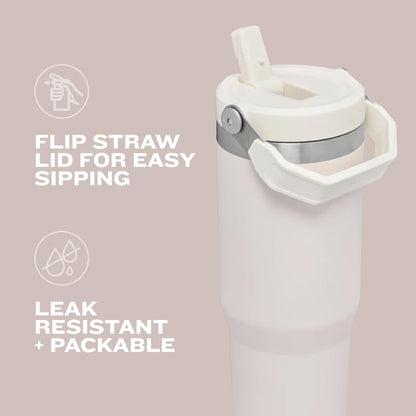 Stanley IceFlow Stainless Steel Tumbler - Vacuum Insulated Water Bottle for Home, Office or Car Reusable Cup with Straw Leak Resistant Flip Cold for 12 Hours or Iced for 2 Days, Azure, 30 OZ / 0.89 L