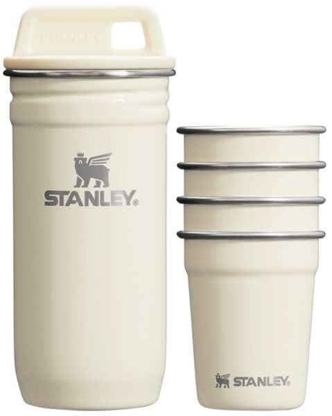 Stanley Adventure Pre-Party Nesting Shot Glass Set | 4 Shot Glasses in Travel Carrying Case | 2 oz Stainless Steel Shooters | BPA-Free | Cream Gloss