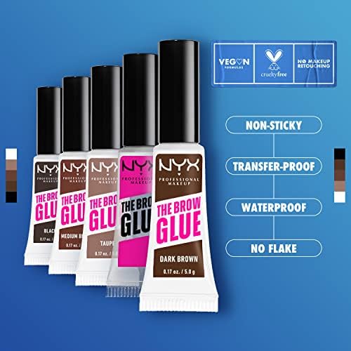 NYX PROFESSIONAL MAKEUP The Brow Glue, Extreme Hold Tinted Eyebrow Gel - Black