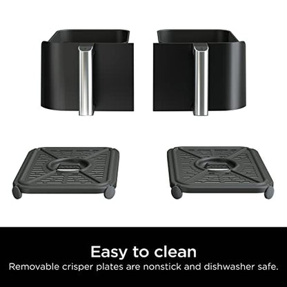 Ninja Foodi DZ090C 5-in-1, 6-qt. 2-Basket Air Fryer with DualZone Technology, Black