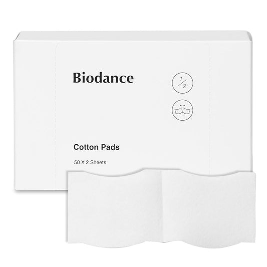 Biodance Cotton Pads, Soft and Thin Square Cotton Pads for Face Toner, Makeup Remover and Facial Cleansing | 50 x 2 Sheets