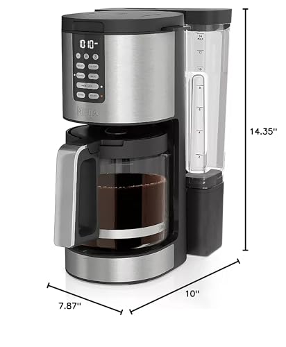 Ninja DCM201 14-Cup XL Coffee Maker PRO, 2 Brew Styles Classic & Rich, 4 Program Small Batch, Delay Brew, Freshness Timer & Keep Warm, No Permanent Filter or Scoop Included (Stainless Steel)