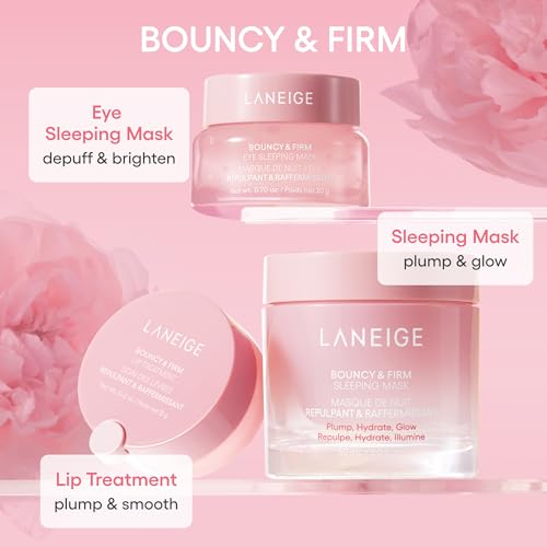 LANEIGE Bouncy & Firm Eye Sleeping Mask: Depuff and Firm with Peony & Collagen Complex, Ceramide, & 5D Hyaluronic Acid
