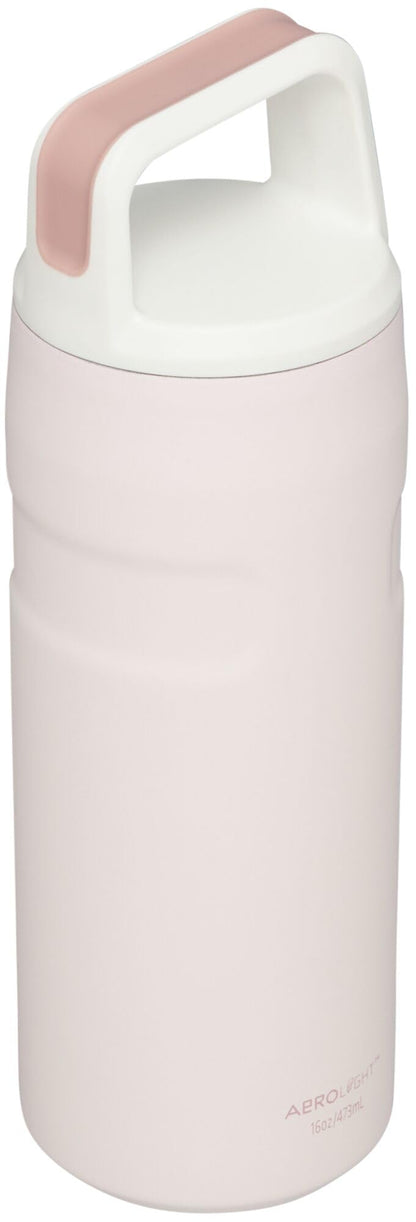 Stanley IceFlow Cap and Carry Water Bottle 16 oz | Wide Mouth Twist Lid | Lightweight and Leakproof for Travel and Sports | Insulated Stainless Steel | BPA-Free | Rose Quartz Glimmer