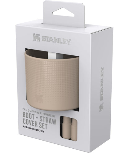 STANLEY Quencher Boot and Straw Cover Cap | Anti-Slip Silicone Protector for 40 oz Tumbler with Handle | Accessory Set for Stainless Steel Drinking Cup | BPA-Free | Sand