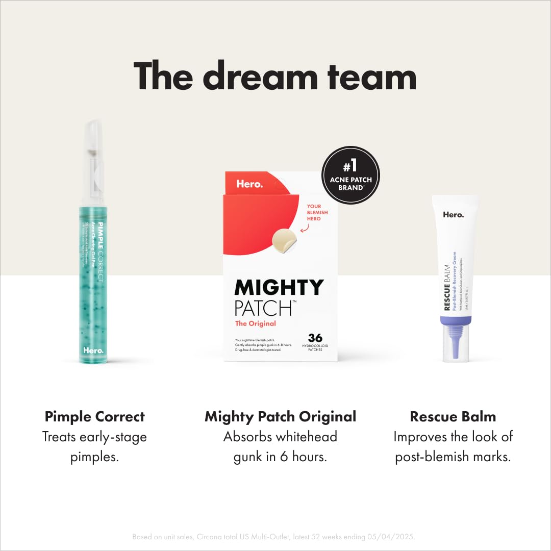 Mighty Patch™ Original patch from Hero Cosmetics – The #1 Hydrocolloid Acne Pimple Patch for Shrinking Zits and Whiteheads in 1 use; Nighttime Spot Stickers for Face and Skin (72 Count)