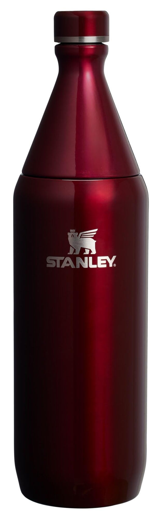 Stanley All Day Slim Bottle 34 oz | Twist off Lid with Leakproof Seal | Slim Design for Travel and Gym | Insulated Stainless Steel Water Bottle | BPA-Free | Garnet Shine