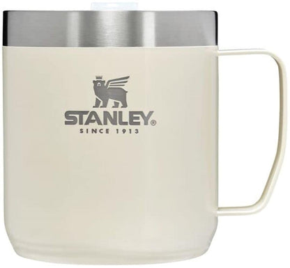 Stanley Stay-Hot Camp Mug 12 oz | Press Fit Drink Through Lid | Cup for Coffee, Tea and Drinks | Insulated Stainless Steel Coffee Mug | BPA-Free | Cream Gloss