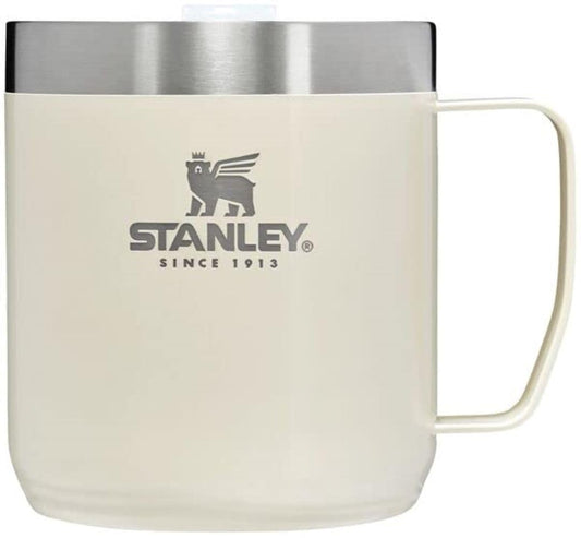 Stanley Stay-Hot Camp Mug 12 oz | Press Fit Drink Through Lid | Cup for Coffee, Tea and Drinks | Insulated Stainless Steel Coffee Mug | BPA-Free | Cream Gloss
