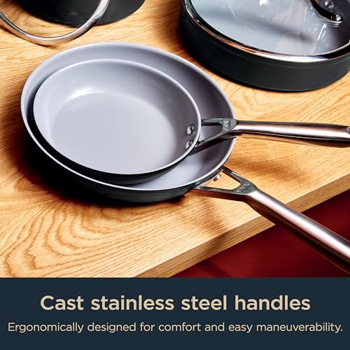 Ninja Ceramic Pro 11-Piece Cookware Set, Non-Stick Pots & Pans Set with Glass Lids, PTFE Free, Ceramic Coated, Oven Safe, All Stovetops & Induction Compatible, Black, CW39011BK