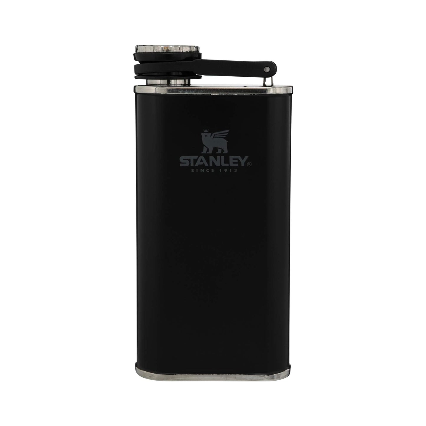 Stanley Classic Easy Fill Wide Mouth Flask 8 oz | Leakproof Hip Flask | Hinge Connected Never Lose Cap | Insulated Stainless Steel Liquor Container | BPA-Free | Matte Black