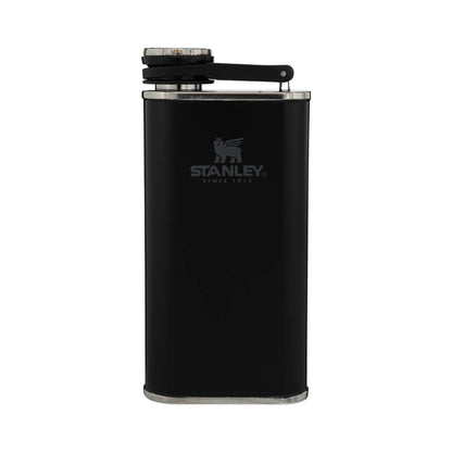 Stanley Classic Easy Fill Wide Mouth Flask 8 oz | Leakproof Hip Flask | Hinge Connected Never Lose Cap | Insulated Stainless Steel Liquor Container | BPA-Free | Matte Black