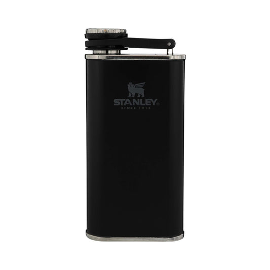Stanley Classic Easy Fill Wide Mouth Flask 8 oz | Leakproof Hip Flask | Hinge Connected Never Lose Cap | Insulated Stainless Steel Liquor Container | BPA-Free | Matte Black