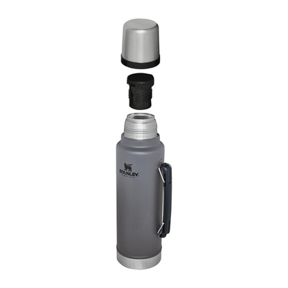 Stanley Classic Legendary Vacuum Bottle 1.5 qt | Wide Mouth with Leakproof Cup Lid | Keep Drinks Hot or Cold | Packable for Travel | Insulated Stainless Steel Thermal Bottle | BPA-Free | Charcoal