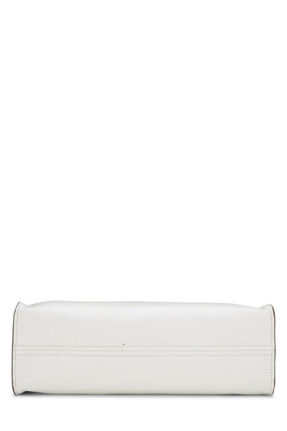 Miu Miu, Pre-Loved White Calfskin Embossed Logo Tote, White