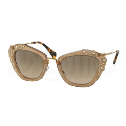 Miu Miu MU04QS MAR3D0 Opal Beige Noir Cats Eyes Sunglasses Lens Category 2 Size