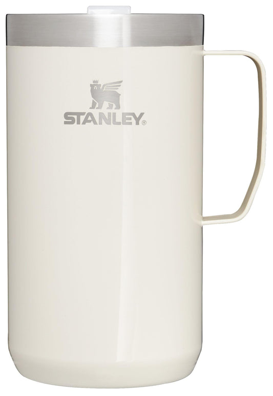 Stanley Stay-Hot Camp Mug 24 oz | Press Fit Drink Through Lid | Cup for Coffee, Tea and Drinks | Insulated Stainless Steel Coffee Mug | BPA-Free | Cream Gloss