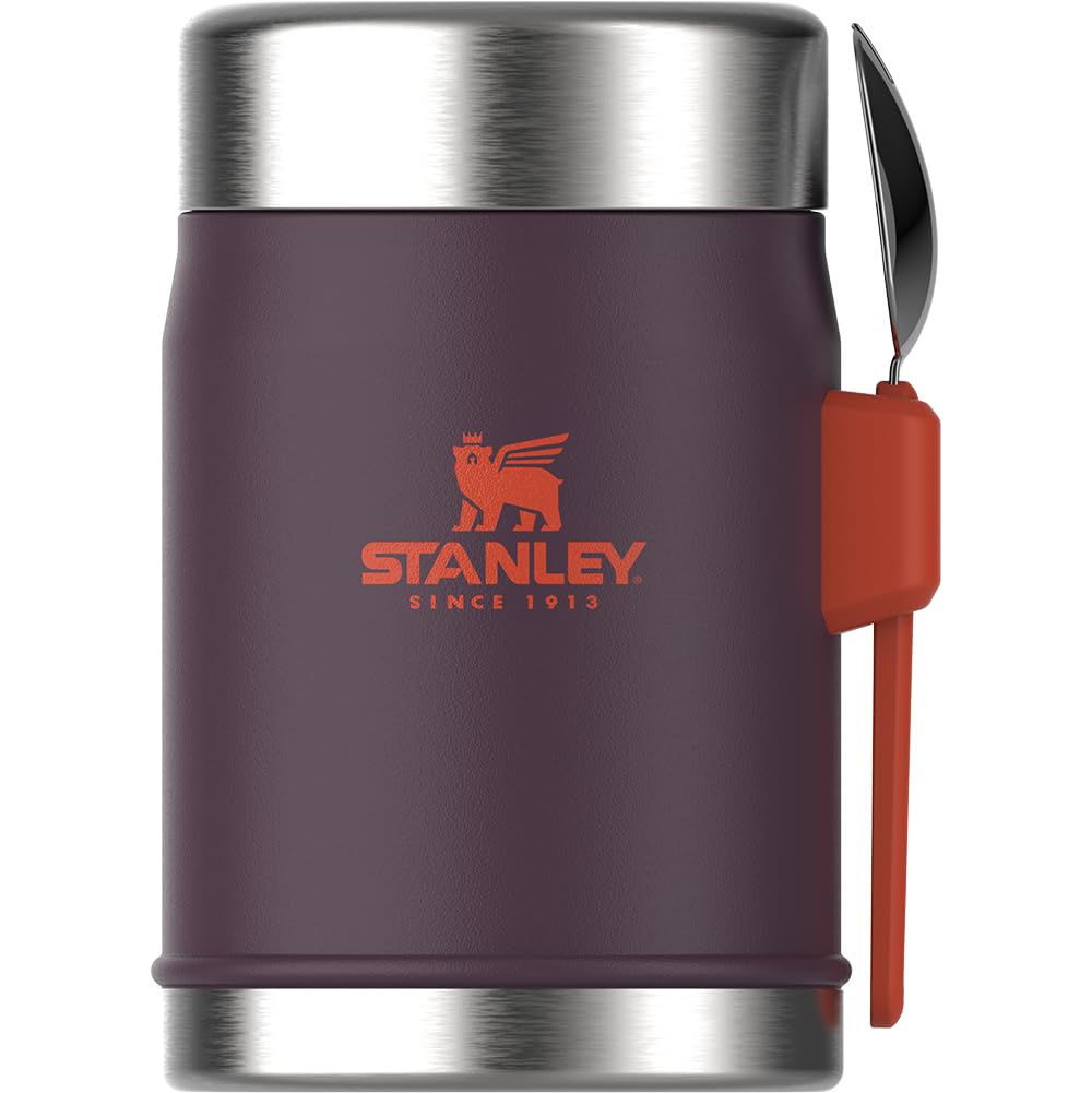 STANLEY Classic Legendary Thermal Lunch Box 0.4L with Spork – Keeps Cold or Hot 7 Hours – Adult Hot Food Thermos – Stainless Steel – BPA-Free – Dishwasher Safe – Plum