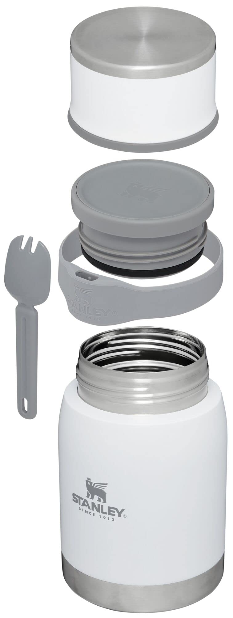 Stanley Adventure To-Go Food Jar and Spork 24 oz | Vacuum Insulated Thermos Food Container | Wide Mouth Screw On Lid | Packable for Travel | Stainless Steel with Leakproof Lid | BPA-Free | Polar