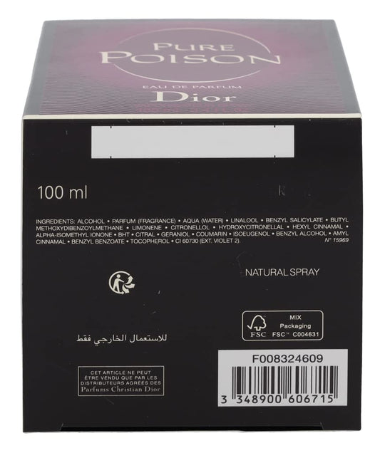 Dior Christian Pure Poison Eau de Parfum Spray, 3.4 Ounce, floral fragrance, Multicolor