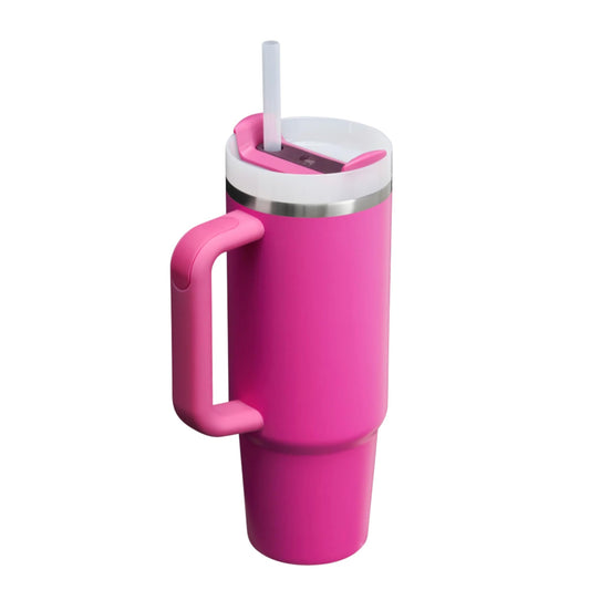 STANLEY Quencher H2.0 FlowState Stainless Steel Vacuum Insulated Tumbler with Lid and Straw for Water, Fuchsia 30 oz, STANQ2.0F