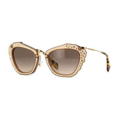Miu Miu MU04QS MAR3D0 Opal Beige Noir Cats Eyes Sunglasses Lens Category 2 Size