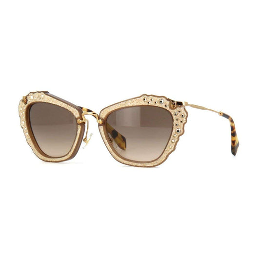 Miu Miu MU04QS MAR3D0 Opal Beige Noir Cats Eyes Sunglasses Lens Category 2 Size