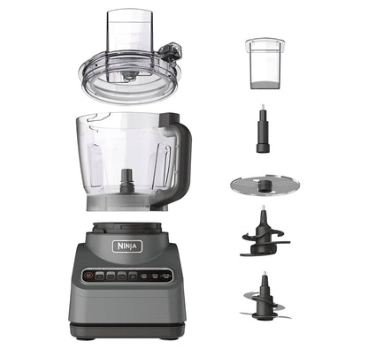 Ninja BN600 Professional Plus Food Processor, 850 Watts, 3 Functions for Chopping, Slicing & Dough with 9-Cup Processor Bowl, 3 Blades, Food Chute & Pusher, Silver